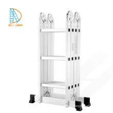 Aluminum Ladder Bookcase with 4*4 steps, ladder multipurpose, aluminum foldaway ladder